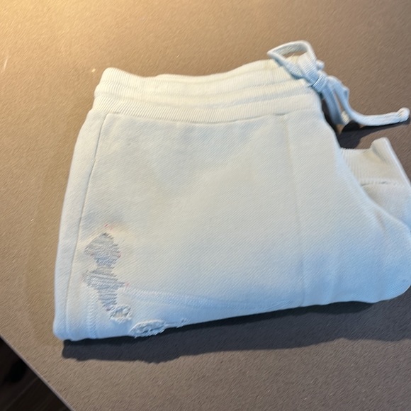 Tyler Jacobs/Feel the Piece small light blue sweats with intentional distressing - Picture 5 of 5